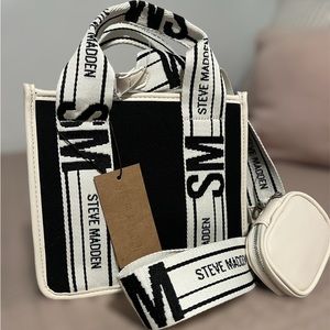 New Steve Madden Black & Cream Crossbody Handbag